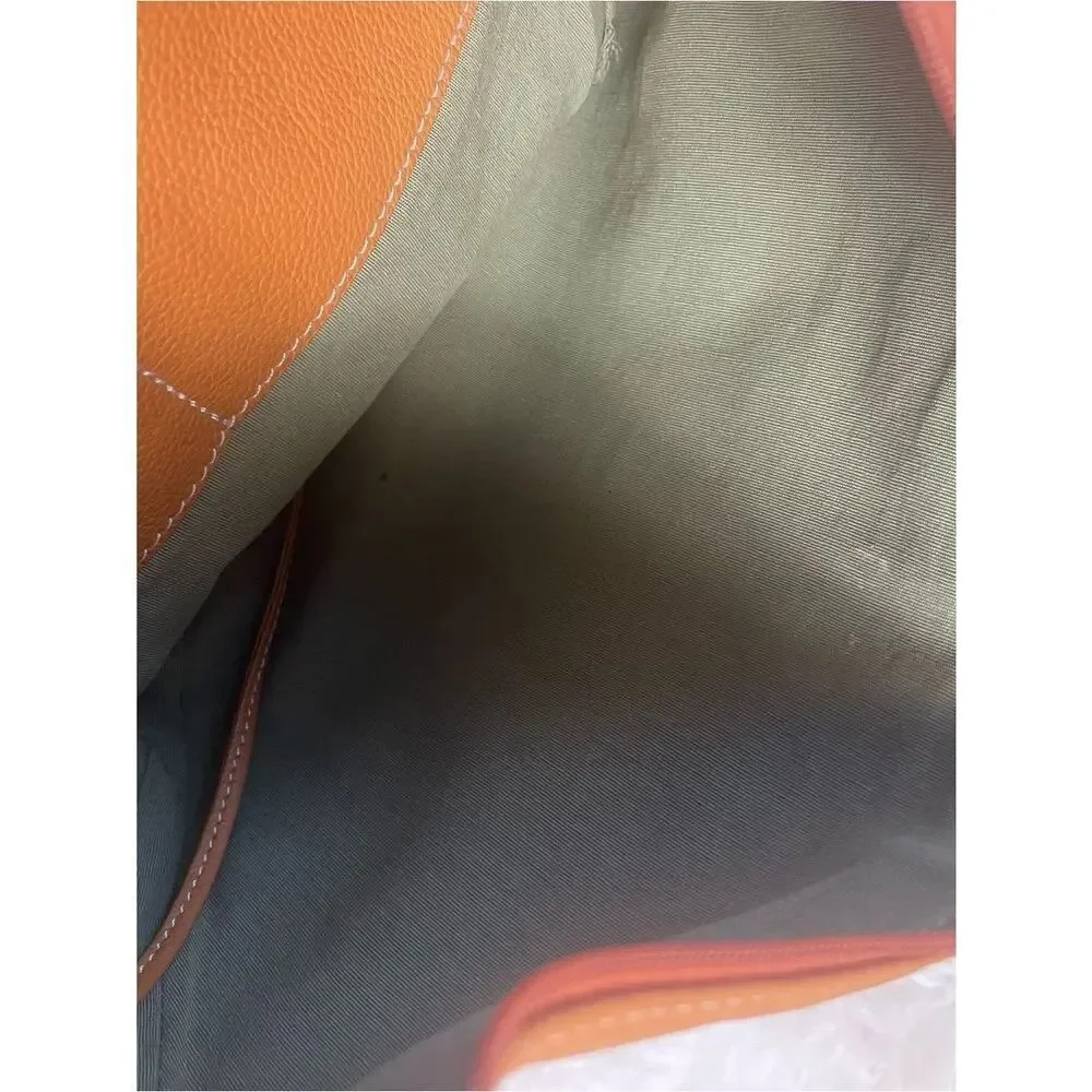 PRUNE Hobo leather Orange Medium Bag stitching accents silver tone hardwares .